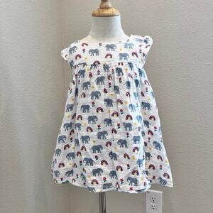 Frugi Muslin Dress Elephant w/ Bloomers - 18/24m